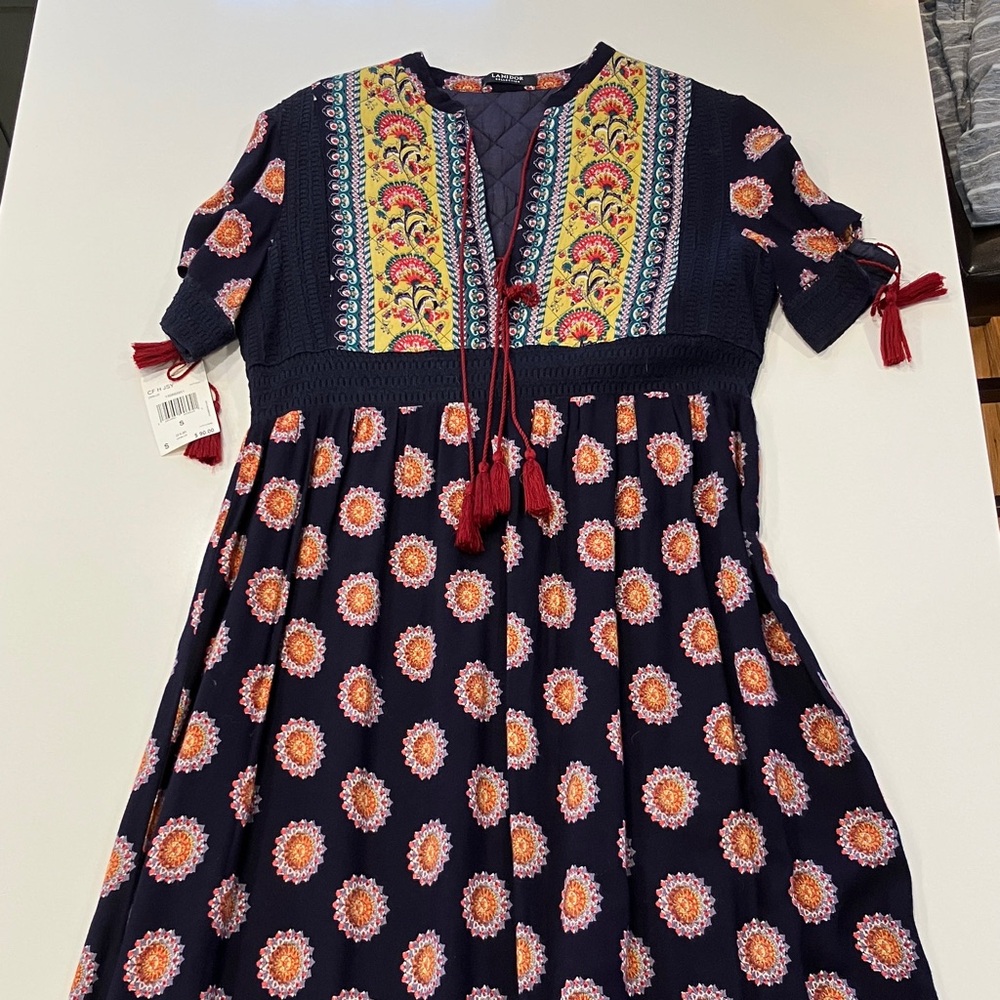 LANIDOR - NWT - Floral Patterned Dress in Navy and Red